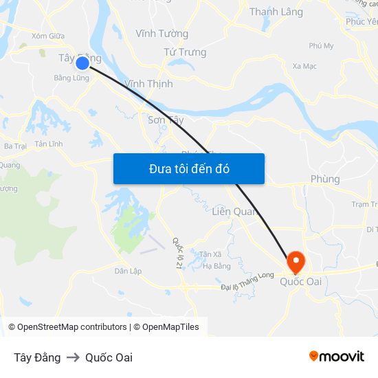 Tây Đằng to Quốc Oai map