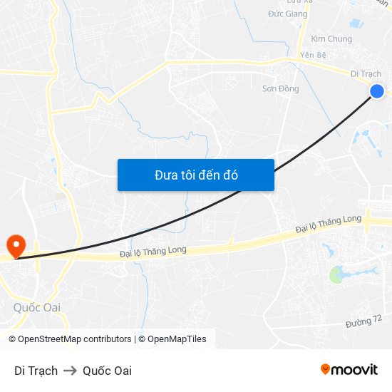 Di Trạch to Quốc Oai map