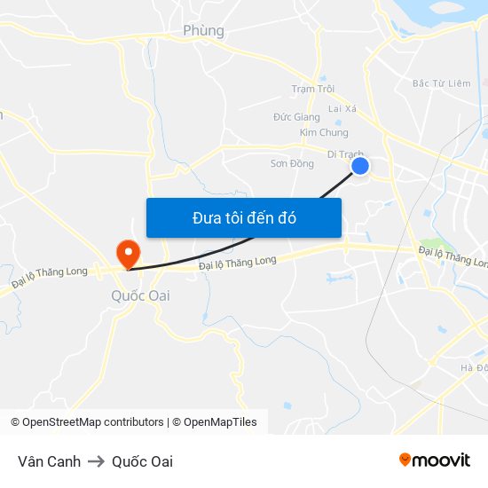 Vân Canh to Quốc Oai map