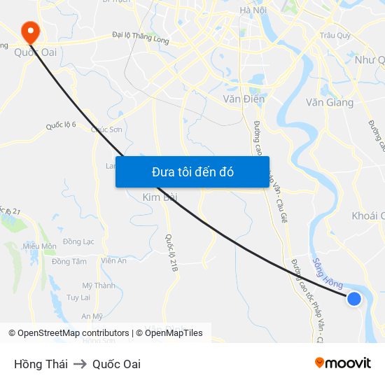 Hồng Thái to Quốc Oai map