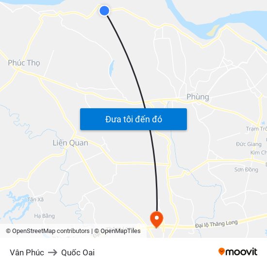 Vân Phúc to Quốc Oai map