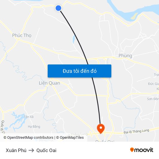 Xuân Phú to Quốc Oai map