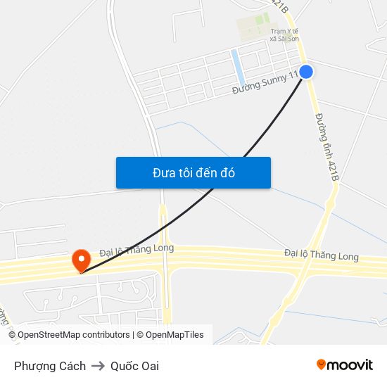 Phượng Cách to Quốc Oai map