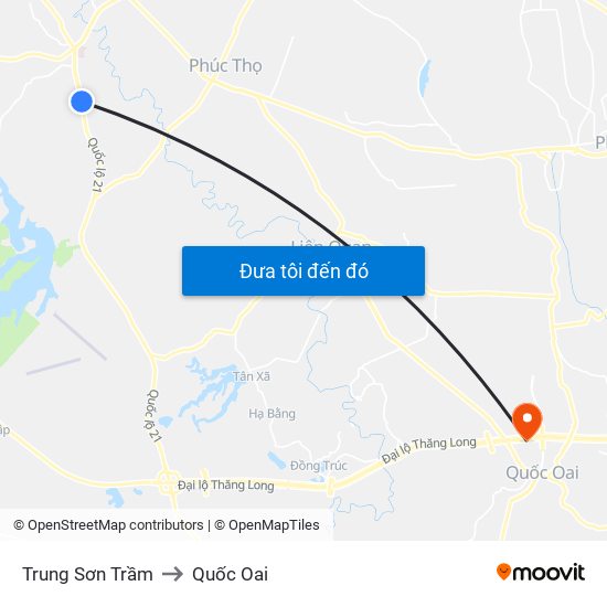 Trung Sơn Trầm to Quốc Oai map