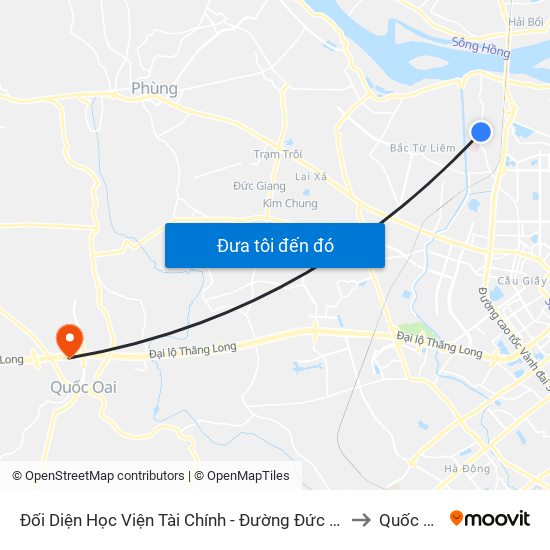 Đối Diện Học Viện Tài Chính - Đường Đức Thắng to Quốc Oai map