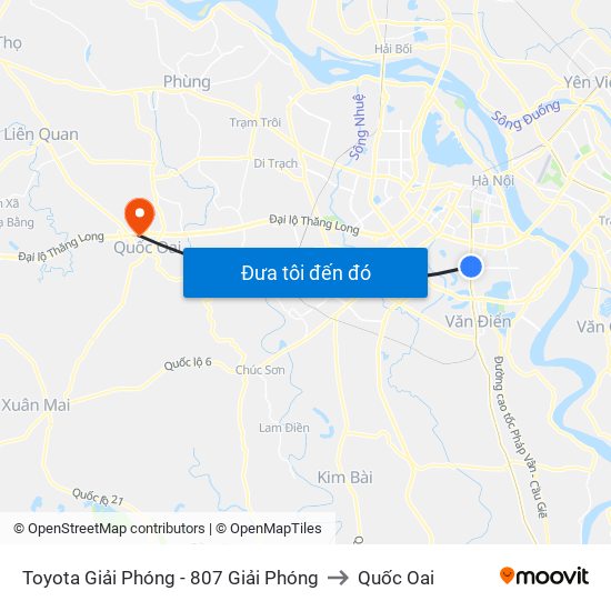 Toyota Giải Phóng - 807 Giải Phóng to Quốc Oai map