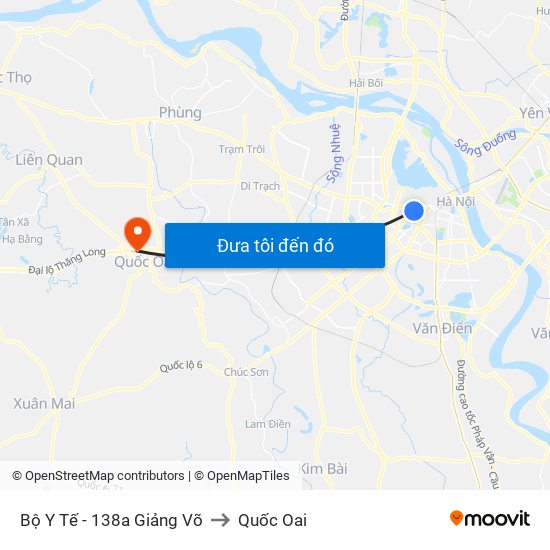 Bộ Y Tế - 138a Giảng Võ to Quốc Oai map