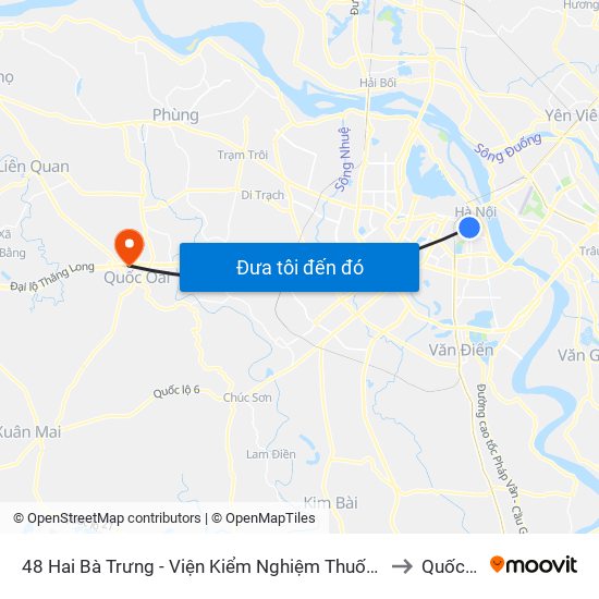 48 Hai Bà Trưng - Viện Kiểm Nghiệm Thuốc Trung Ương to Quốc Oai map