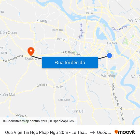 Qua Viện Tin Học Pháp Ngữ 20m - Lê Thanh Nghị to Quốc Oai map