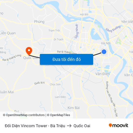 Đối Diện Vincom Tower - Bà Triệu to Quốc Oai map