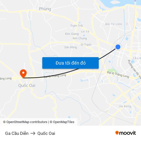 Ga Cầu Diễn to Quốc Oai map