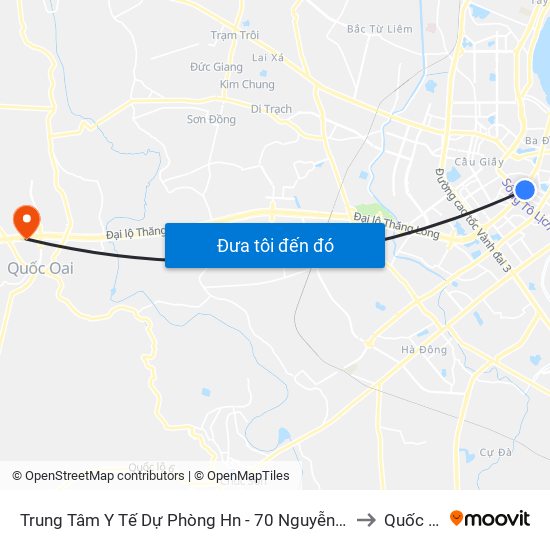 Trung Tâm Y Tế Dự Phòng Hn - 70 Nguyễn Chí Thanh to Quốc Oai map