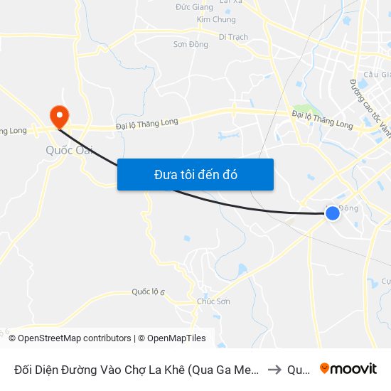 Đối Diện Đường Vào Chợ La Khê (Qua Ga Metro La Khê) - 405 Quang Trung (Hà Đông) to Quốc Oai map