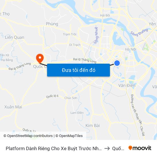 Platform Dành Riêng Cho Xe Buýt Trước Nhà 604 Trường Chinh to Quốc Oai map