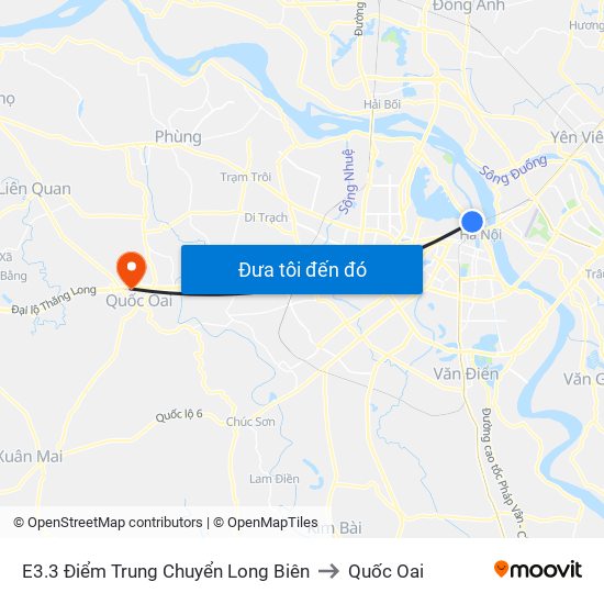 E3.3 Điểm Trung Chuyển Long Biên to Quốc Oai map