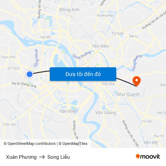 Xuân Phương to Song Liễu map