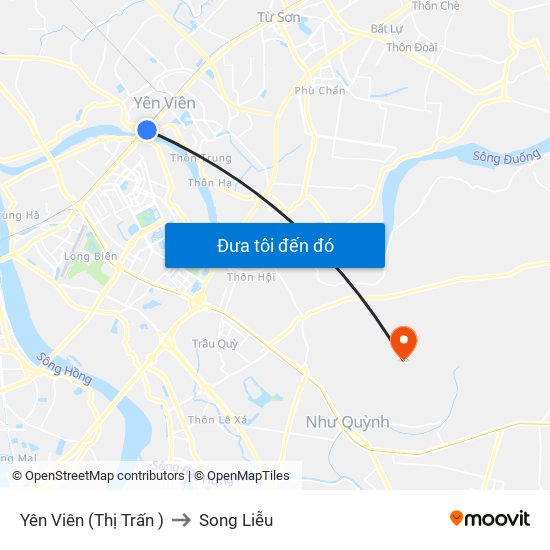 Yên Viên (Thị Trấn ) to Song Liễu map