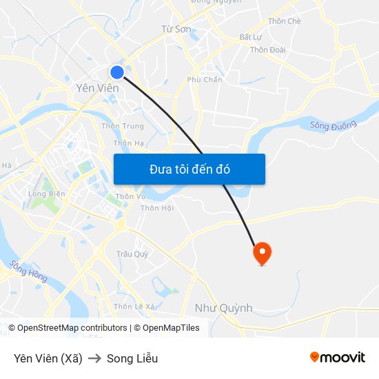 Yên Viên (Xã) to Song Liễu map