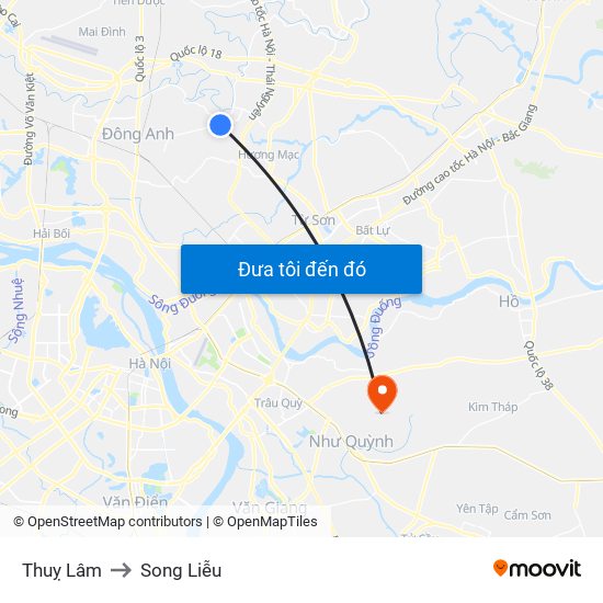 Thuỵ Lâm to Song Liễu map