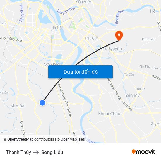 Thanh Thùy to Song Liễu map