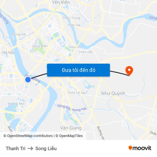 Thanh Trì to Song Liễu map
