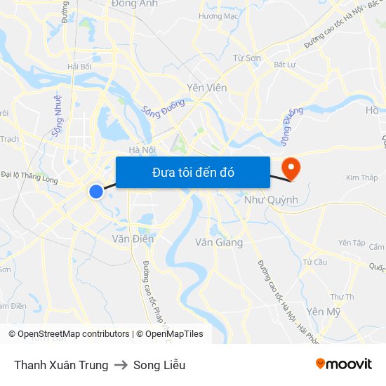 Thanh Xuân Trung to Song Liễu map