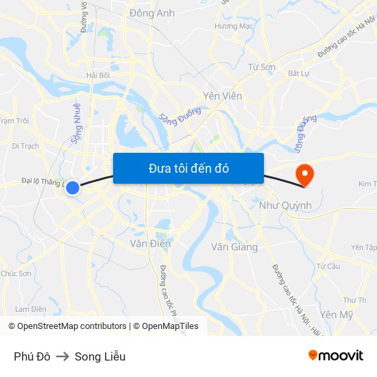 Phú Đô to Song Liễu map