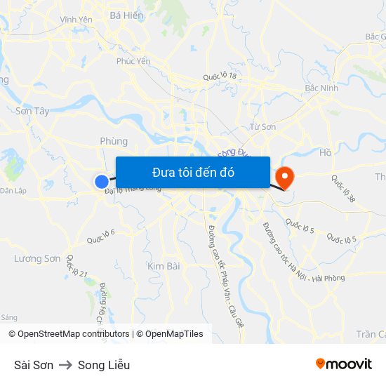 Sài Sơn to Song Liễu map