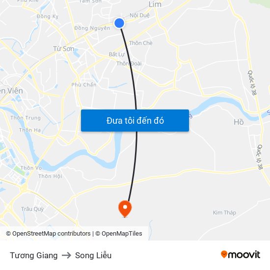 Tương Giang to Song Liễu map