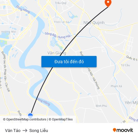 Vân Tảo to Song Liễu map