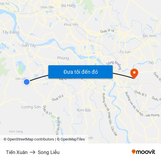 Tiến Xuân to Song Liễu map