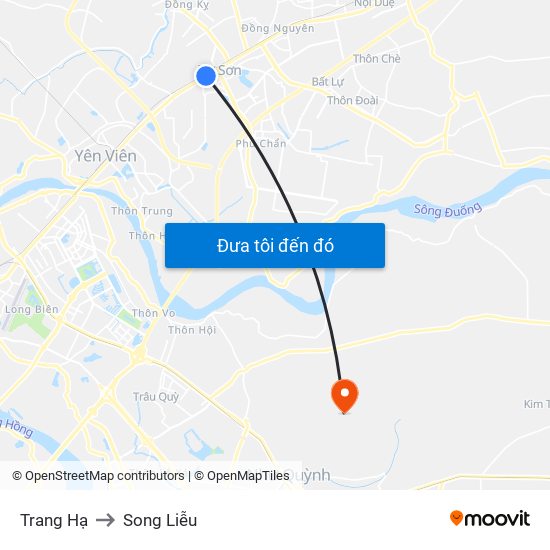 Trang Hạ to Song Liễu map