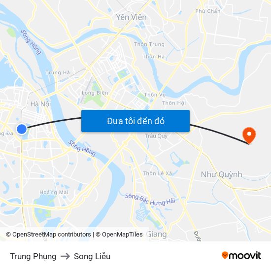 Trung Phụng to Song Liễu map