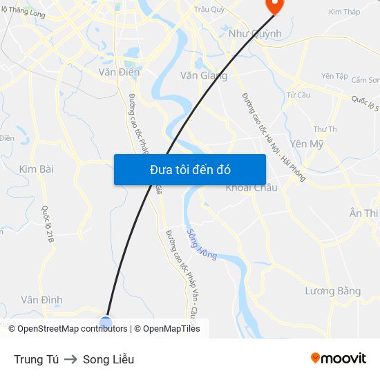 Trung Tú to Song Liễu map