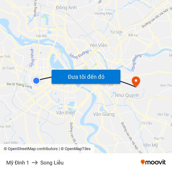 Mỹ Đình 1 to Song Liễu map