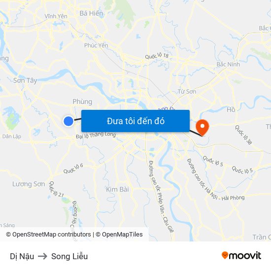 Dị Nậu to Song Liễu map