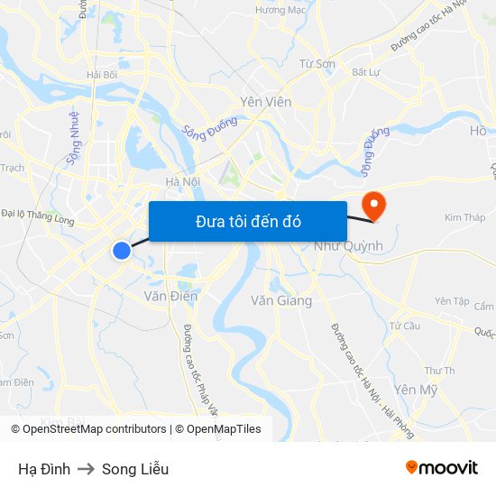 Hạ Đình to Song Liễu map