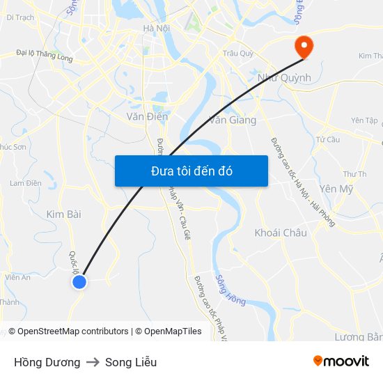 Hồng Dương to Song Liễu map