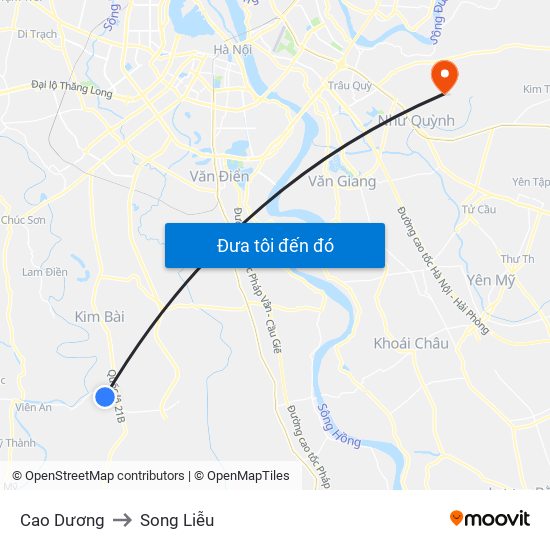 Cao Dương to Song Liễu map