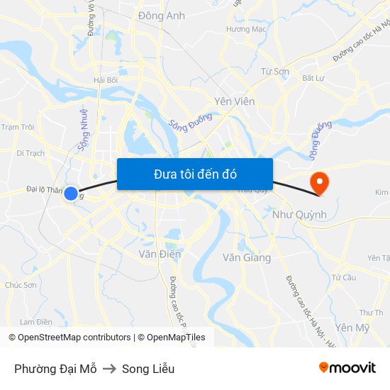 Phường Đại Mỗ to Song Liễu map