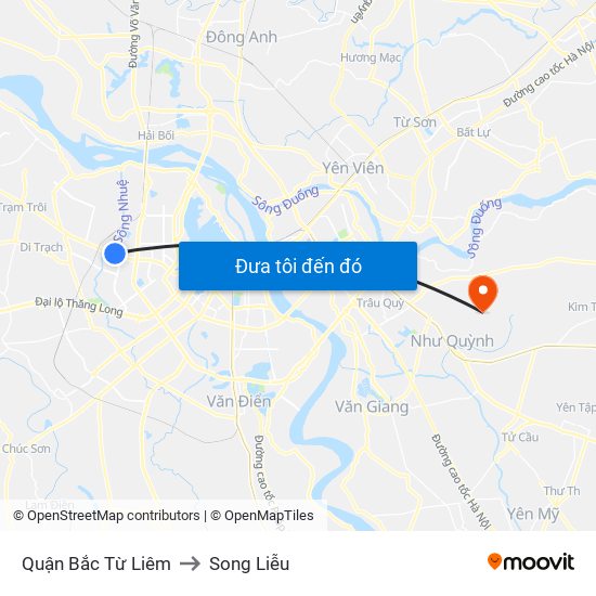 Quận Bắc Từ Liêm to Song Liễu map