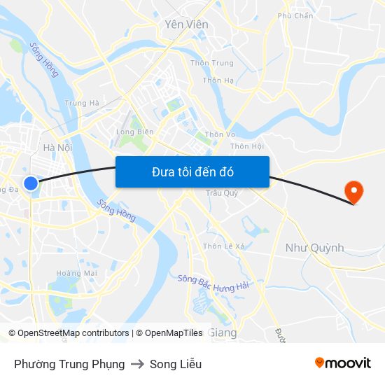 Phường Trung Phụng to Song Liễu map