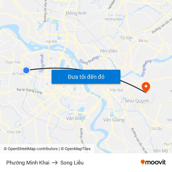 Phường Minh Khai to Song Liễu map
