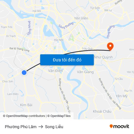 Phường Phú Lãm to Song Liễu map