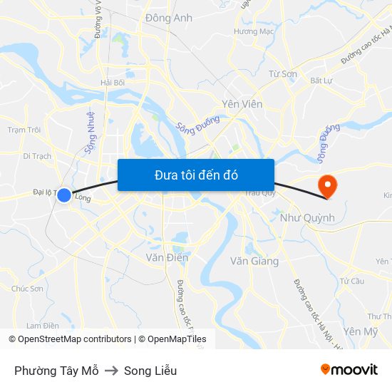 Phường Tây Mỗ to Song Liễu map