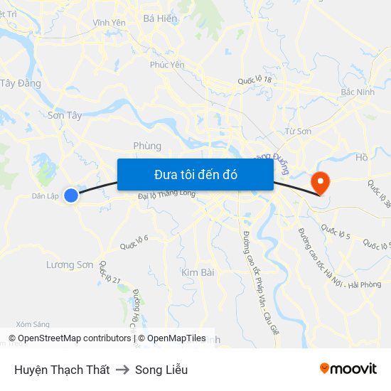 Huyện Thạch Thất to Song Liễu map