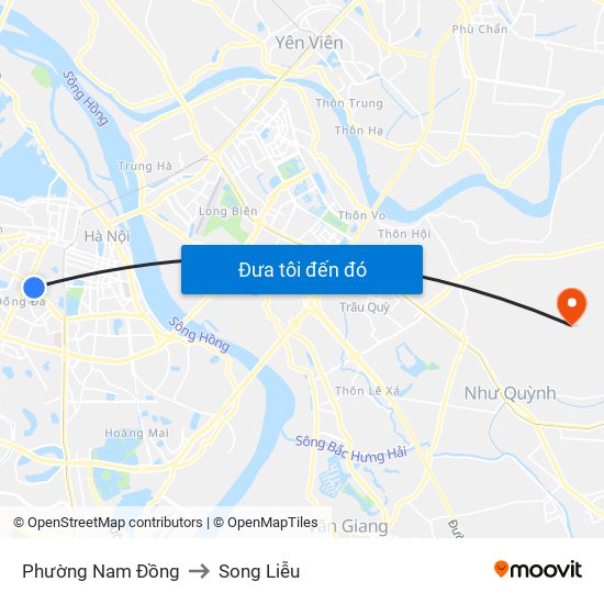 Phường Nam Đồng to Song Liễu map