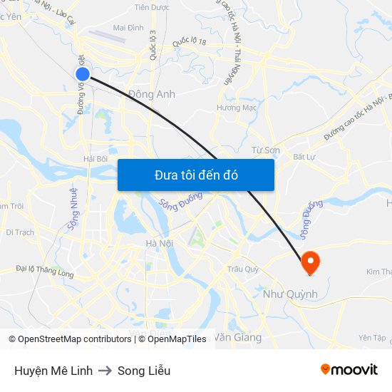 Huyện Mê Linh to Song Liễu map