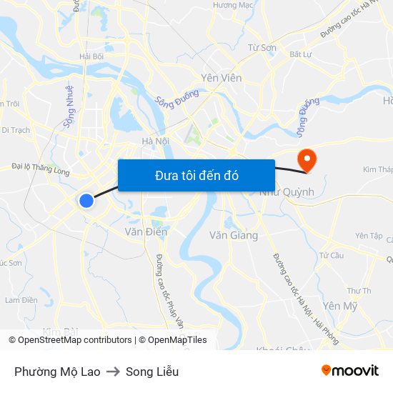Phường Mộ Lao to Song Liễu map