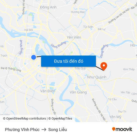 Phường Vĩnh Phúc to Song Liễu map